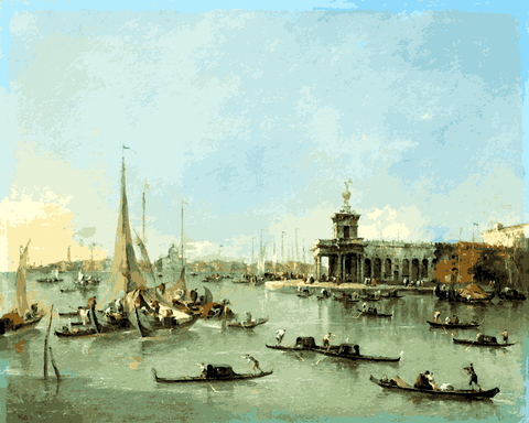 Venice, Italy Collection (32) - The Dogana with the Giudecca by Francesco Guardi - Van-Go Paint-By-Number Kit