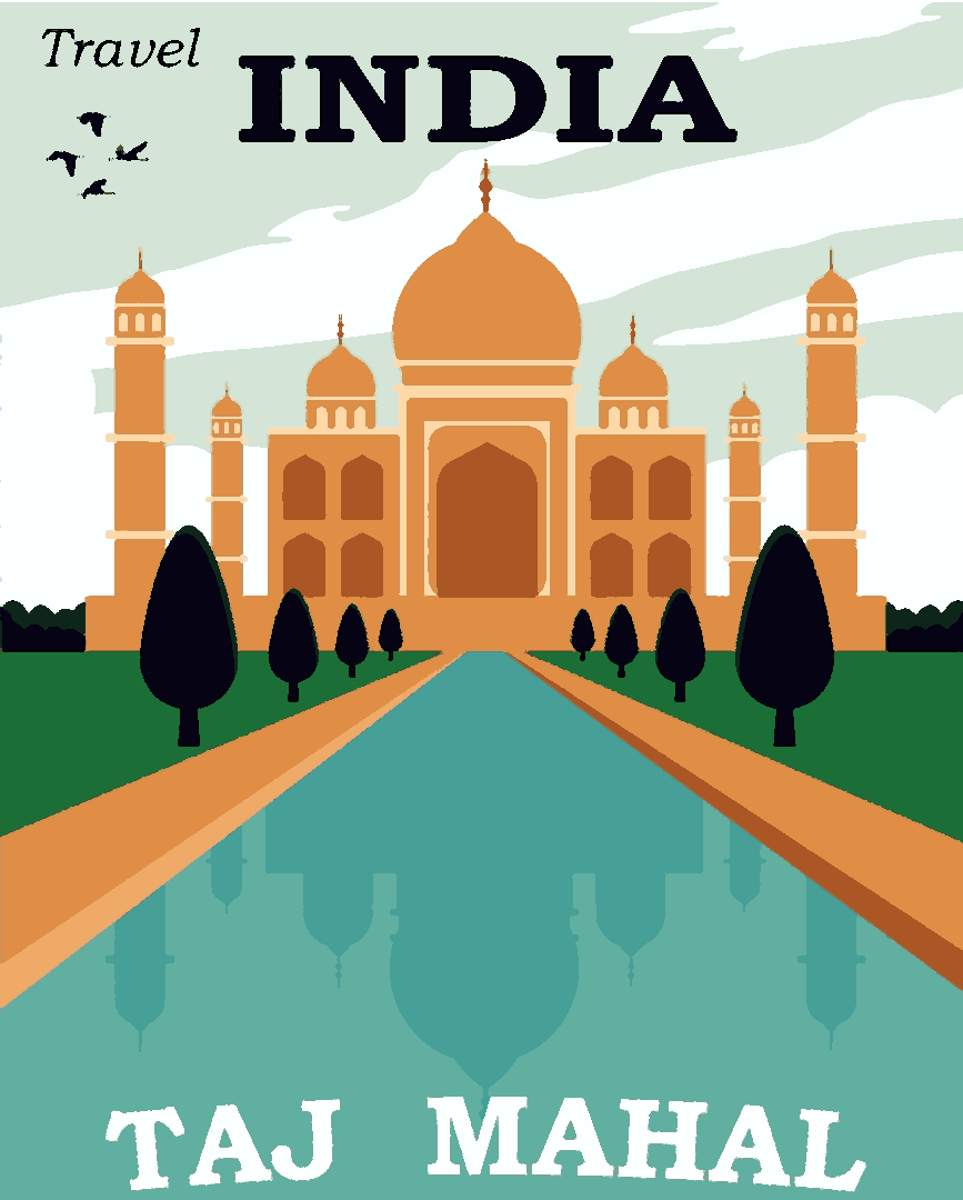 Vintage Travel Poster Collection PD (34) - India - Van-Go Paint-By-Number Kit