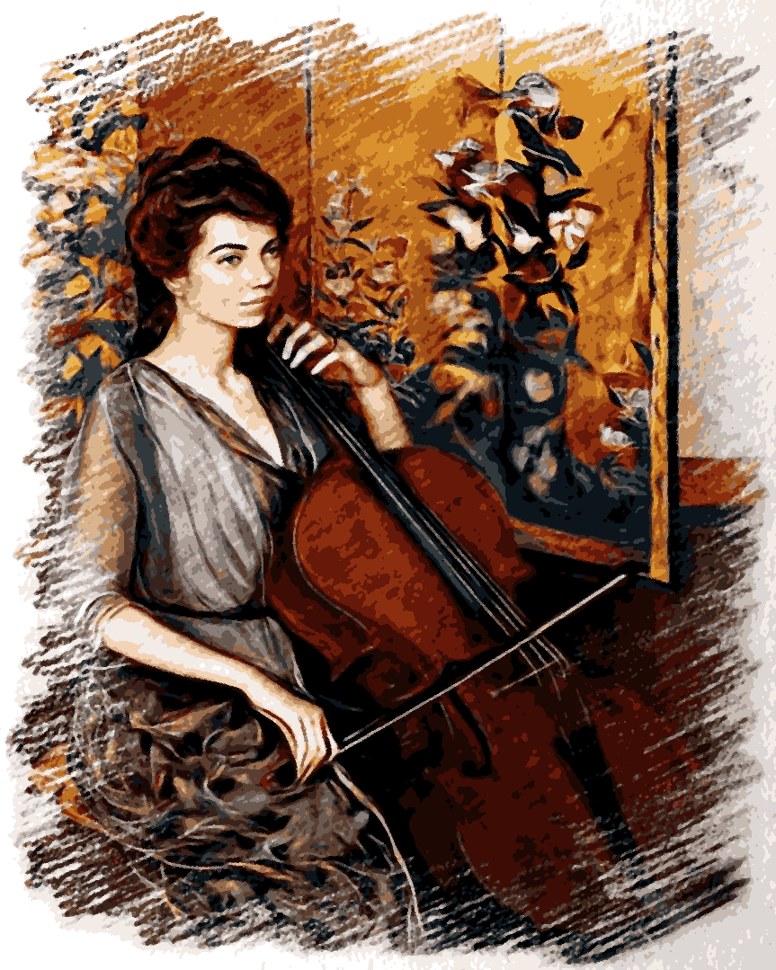 Cello Collection PD (35) - The Cellist by Lilla Cabot Perry - Van-Go Paint-By-Number Kit