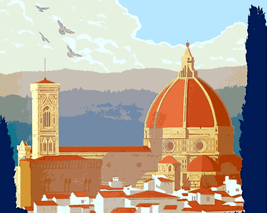 Vintage Travel Poster Collection PD (36) - Florence, Italy - Van-Go Paint-By-Number Kit