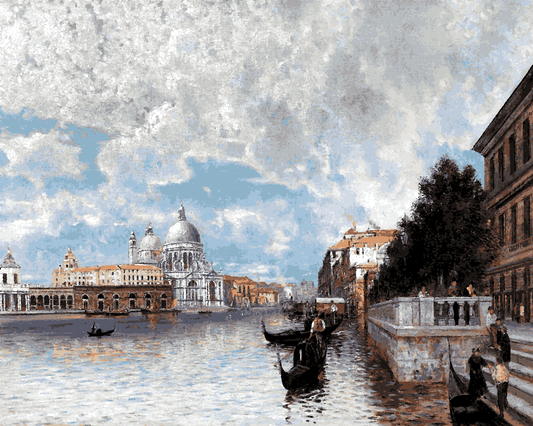 Venice, Italy Collection PD (36) - View of Santa Maria della Salute by Friedrich Naht - Van-Go Paint-By-Number Kit