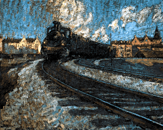 Train Collection PD (38) - Leaving train by Hermann Pleuer - Van-Go Paint-By-Number Kit