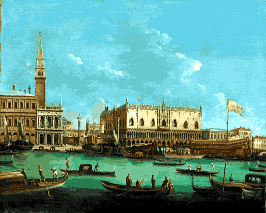 Venice, Italy Collection PD (38) - The Bucintoro at the Molo by Giuseppe Bernardino Bison - Van-Go Paint-By-Number Kit