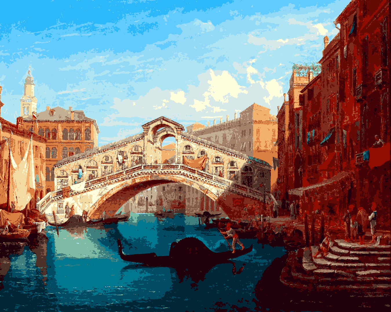 Venice, Italy Collection PD (39) - View of the Rialto Bridge by Gustaf Wilhelm Palm - Van-Go Paint-By-Number Kit