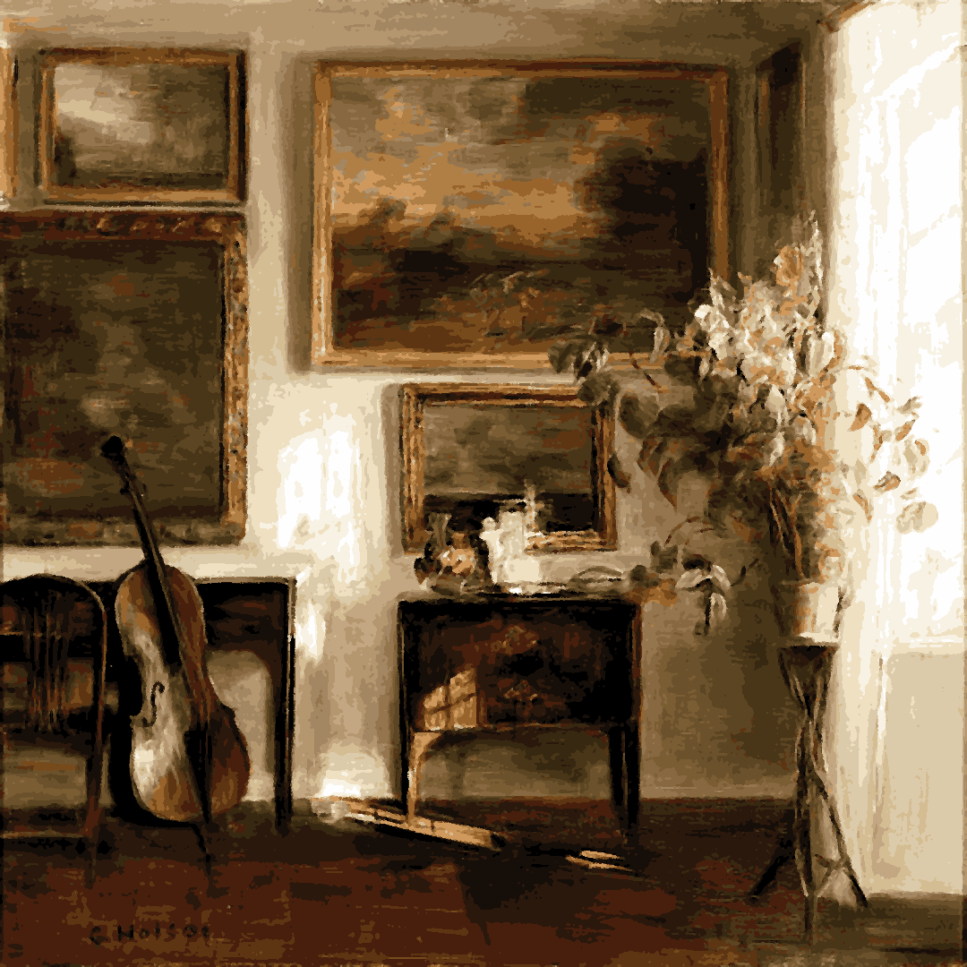 Cello Collection PD (39) - Sunshine in the living room, with a cello by Carl Holsøe - Van-Go Paint-By-Number Kit