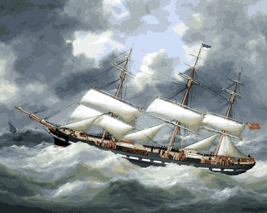 Sailing Ships Collection PD (3) - The Atalanta running under reduced sail in a gale - Van-Go Paint-By-Number Kit