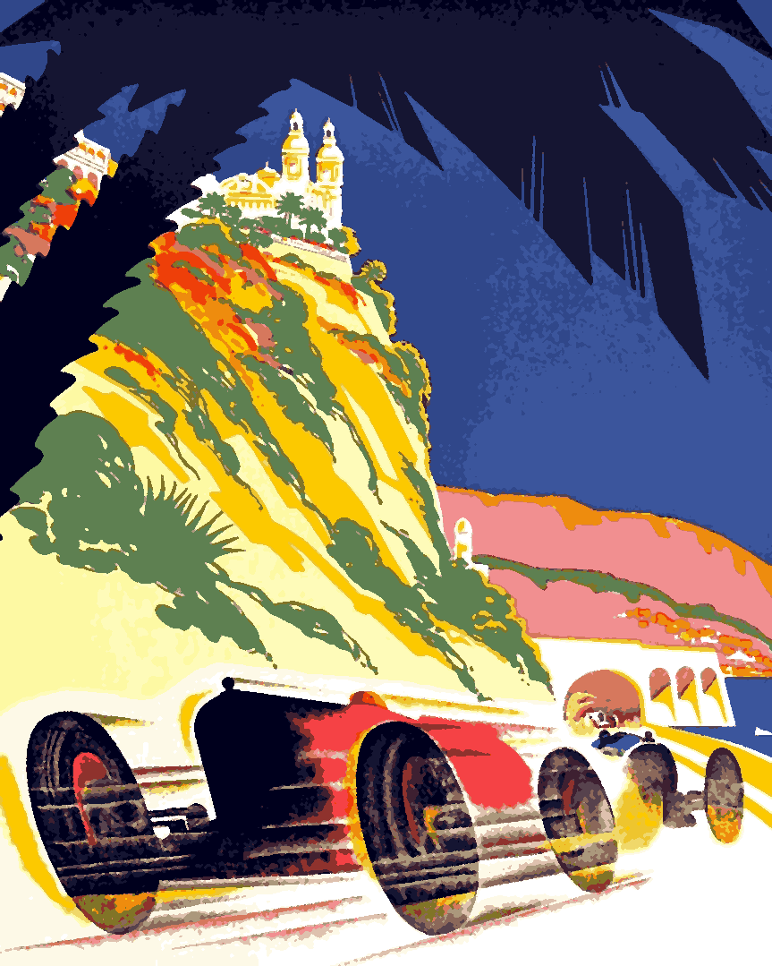 Vintage Travel Poster Collection PD (3) - 1932 Monaco Grand Prix Race - Van-Go Paint-By-Number Kit