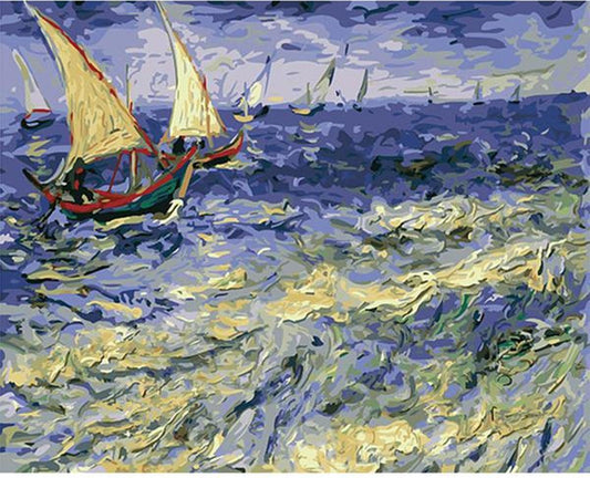 Fishing Boats at Sea by Vincent van Gogh - Van-Go Paint-By-Number Kit
