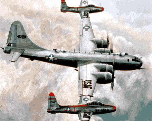 WW2 Collection PD (42) - Two F-84E Fighters Coupled to a B-29 - Van-Go Paint-By-Number Kit