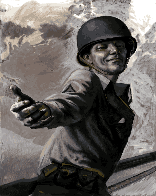 WW2 Collection PD (45) - Soldier holding out a hand - Van-Go Paint-By-Number Kit