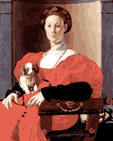 Famous Portraits (46) - Portrait of a lady in red dress by Jacopo Pontormo - Van-Go Paint-By-Number Kit