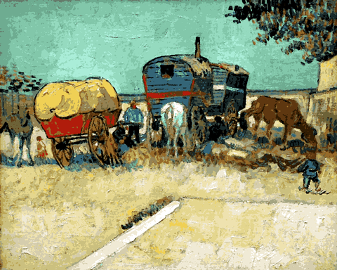 Vincent van Gogh Collection (48) - Gypsy camp with wagons - Van-Go Paint-By-Number Kit