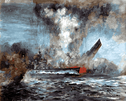 WW2 Collection PD (49) - Sinking of HMS Hood - Van-Go Paint-By-Number Kit