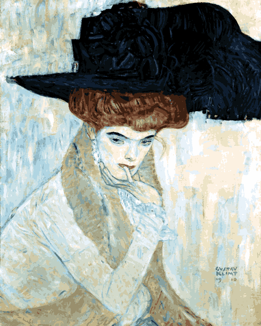 Gustav Klimt Collection PD (4) - Black feather hat - Van-Go Paint-By-Number Kit