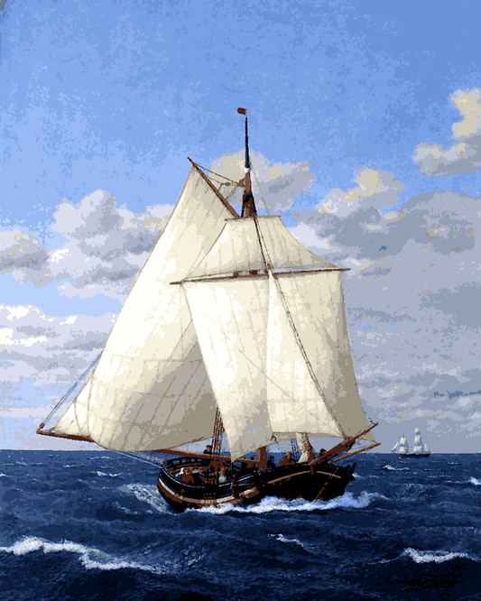 Sailing Ships Collection PD (4) - A danish Yacht passing Stevns - Van-Go Paint-By-Number Kit