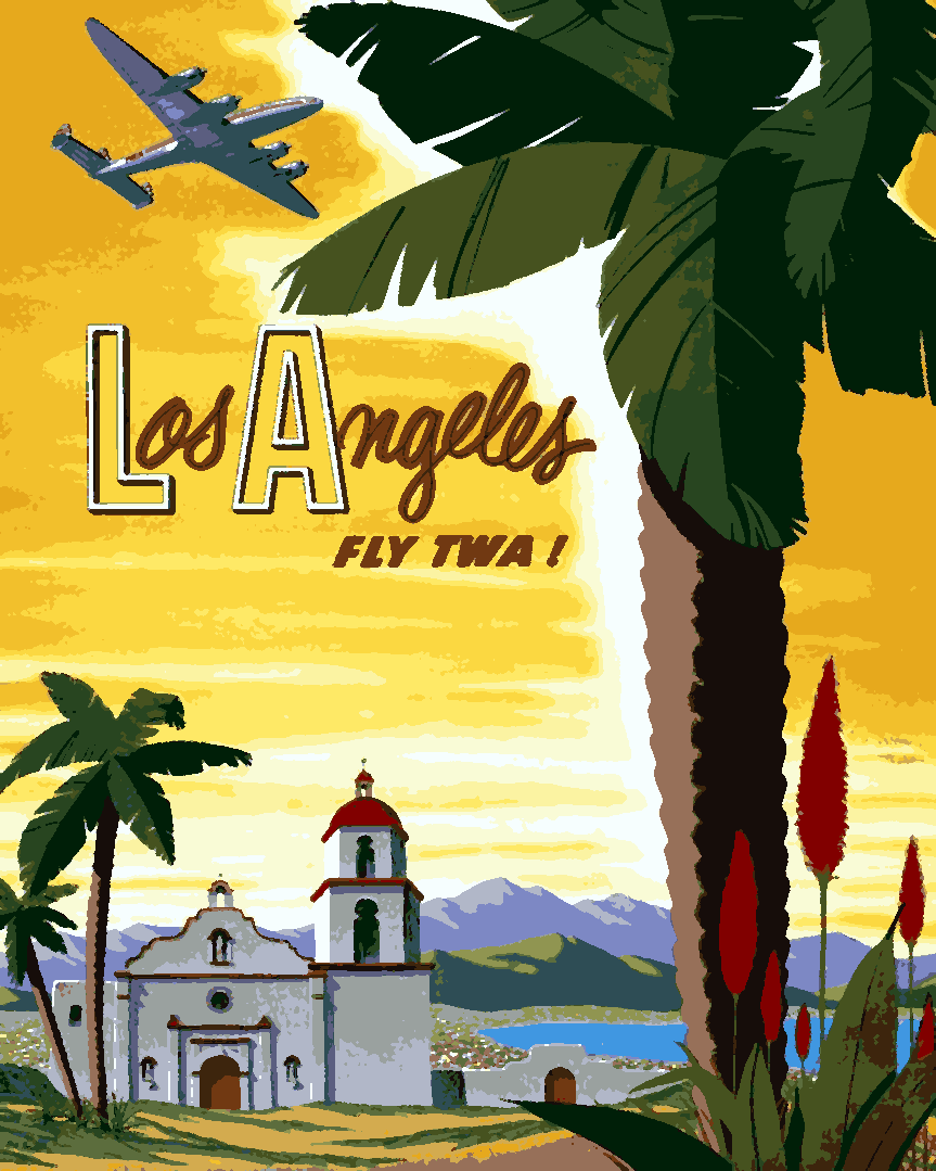 Vintage Travel Poster Collection PD (50) - Los Angeles - Van-Go Paint-By-Number Kit