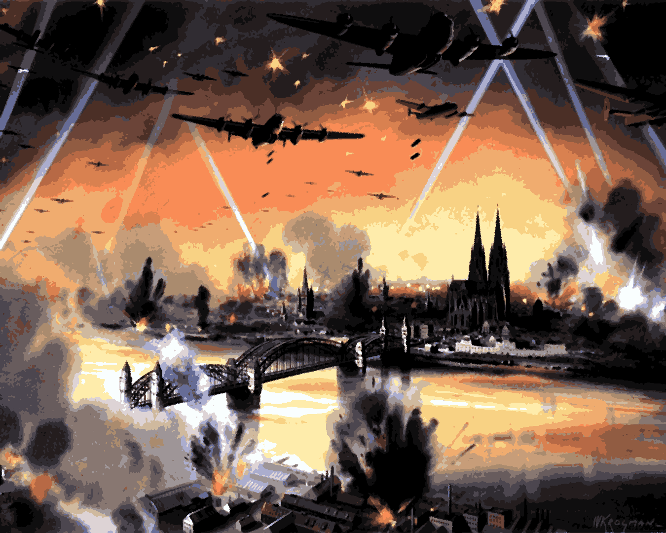 WW2 Collection PD (51) - Mass bomber raid on Cologne - Van-Go Paint-By-Number Kit