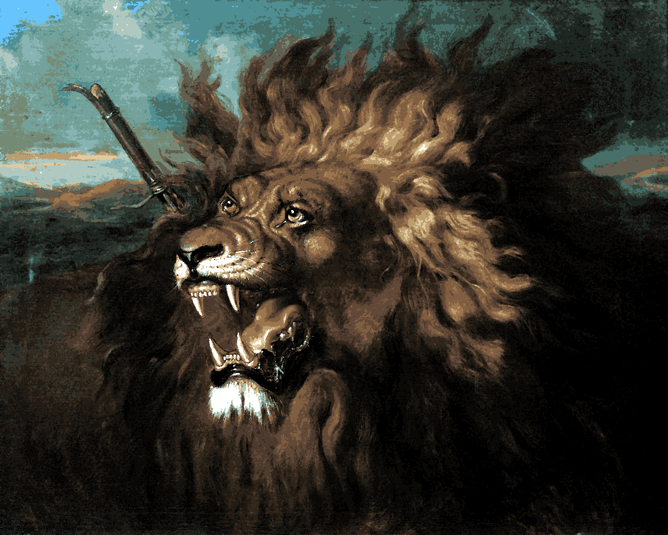 Lions Collection PD (51) - Wounded Lion by Raden Sarief Bustaman Saleh - Van-Go Paint-By-Number Kit