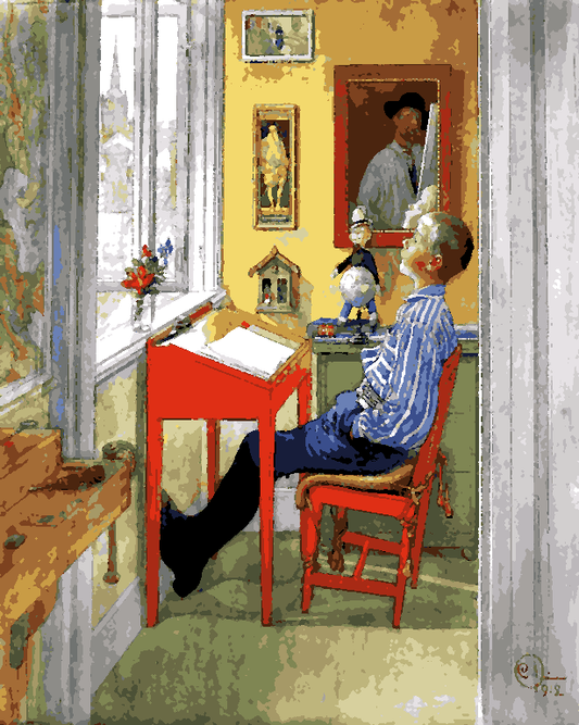 Esbjorn Doing His Homework by Carl Larsson (52) - Van-Go Paint-By-Number Kit