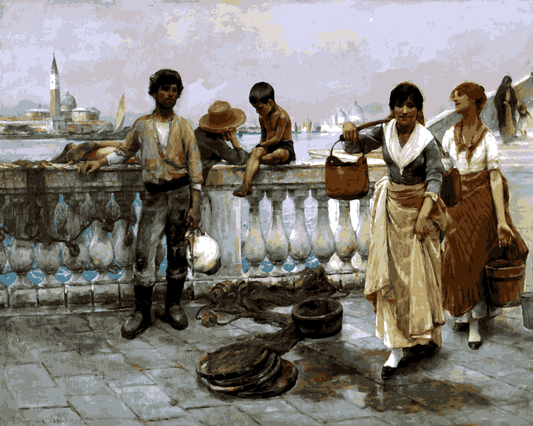 Venice, Italy Collection PD (58) - Water Carriers by Frank Duveneck - Van-Go Paint-By-Number Kit