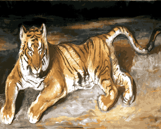 Tigers Collection PD (5) - Reclining Tiger by Antoine-Louis Barye - Van-Go Paint-By-Number Kit