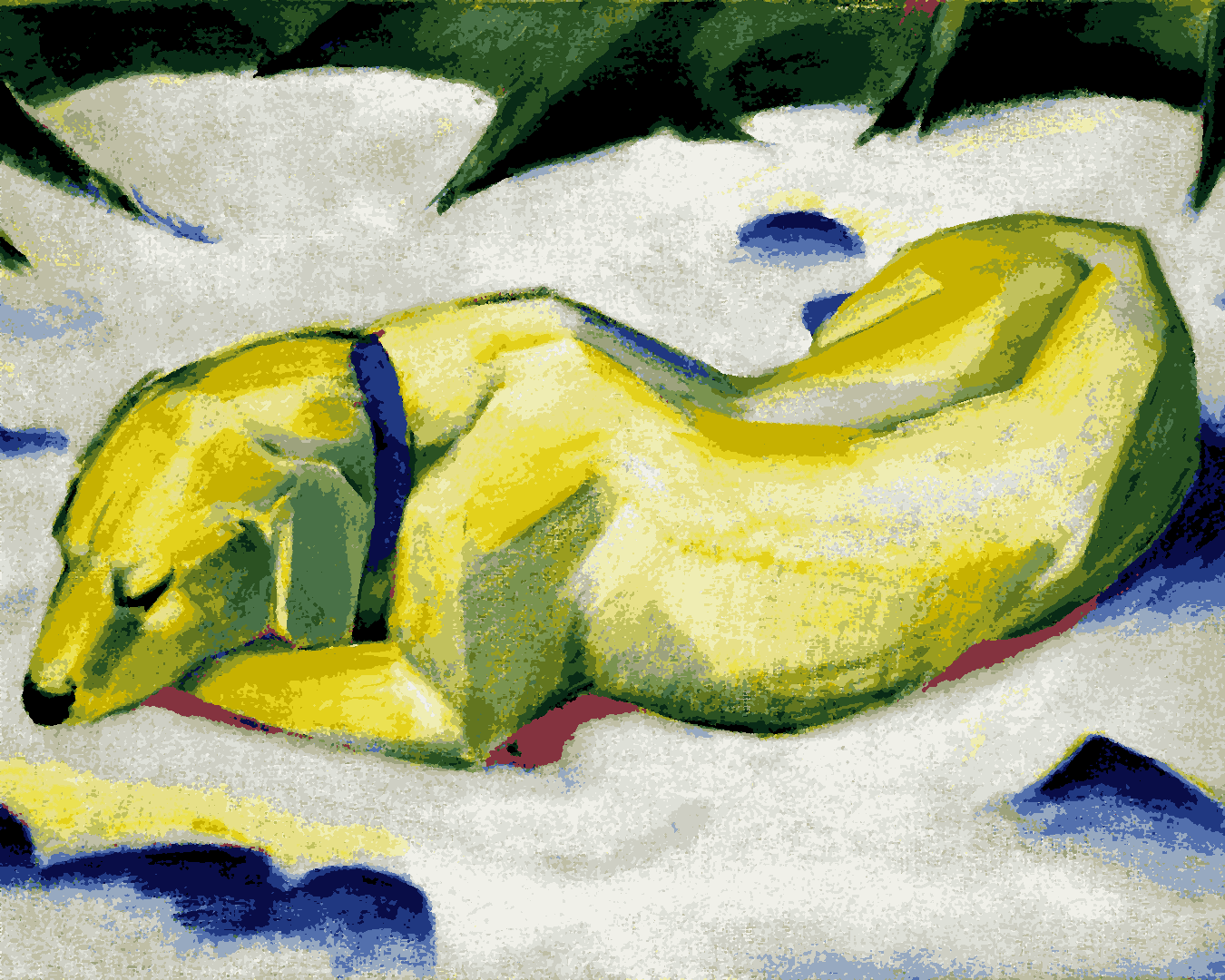 Dogs Collection PD (60) - Dog Lying in the snow by Franz Marc - Van-Go Paint-By-Number Kit