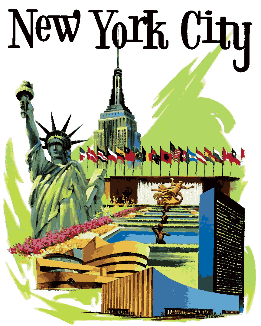 Vintage Travel Poster Collection PD (62) - New York City - Van-Go Paint-By-Number Kit