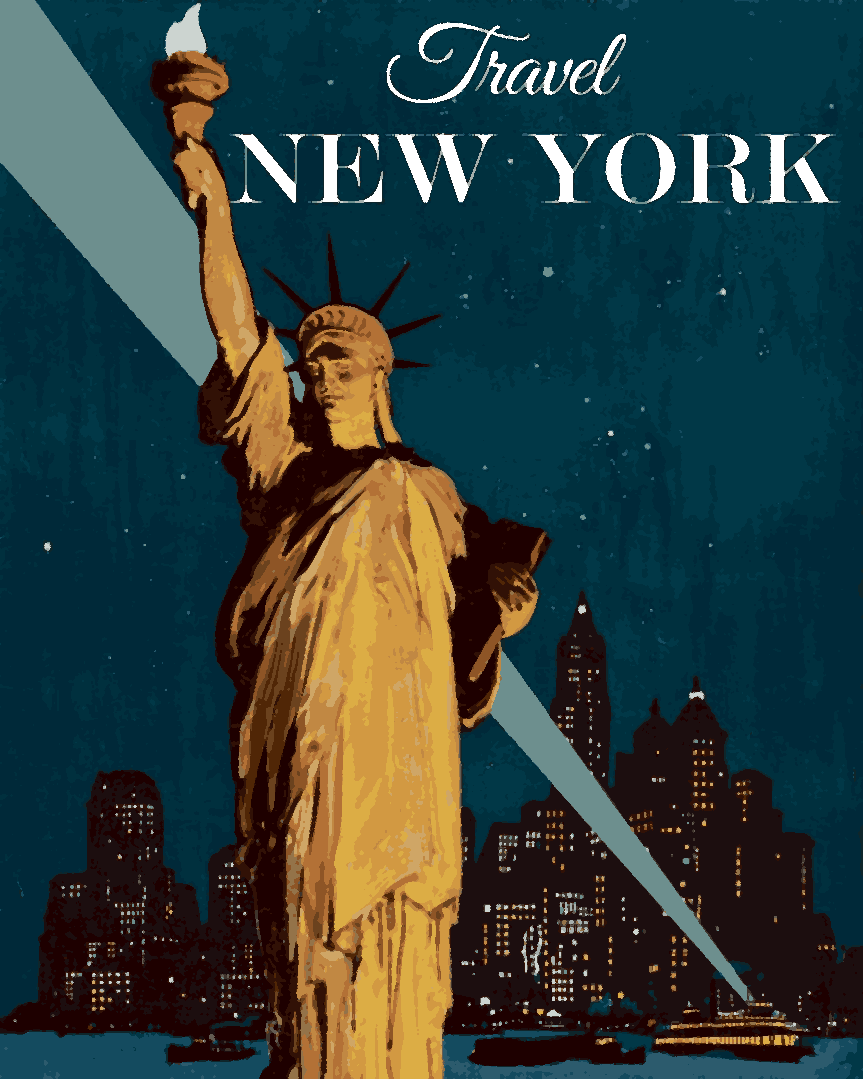 Vintage Travel Poster Collection PD (63) - New York - Van-Go Paint-By-Number Kit