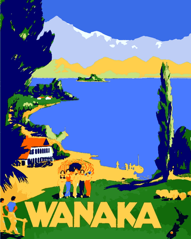 Vintage Travel Poster Collection (64) - New Zealand - Van-Go Paint-By-Number Kit