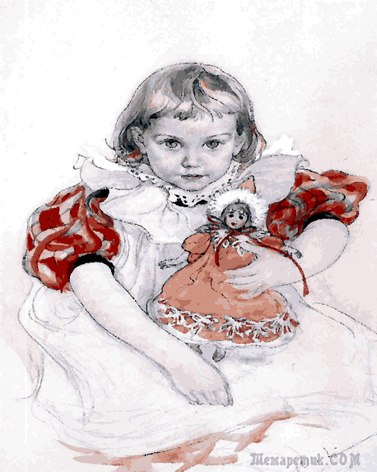 Little girl with doll by Carl Larsson (65) - Van-Go Paint-By-Number Kit