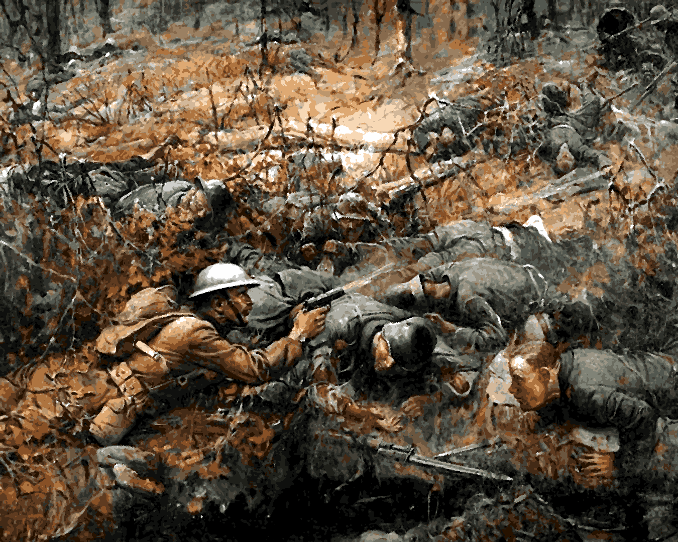 WW1 Collection PD (6) - Sergeant Alvin C. York, Battle scene - Van-Go Paint-By-Number Kit