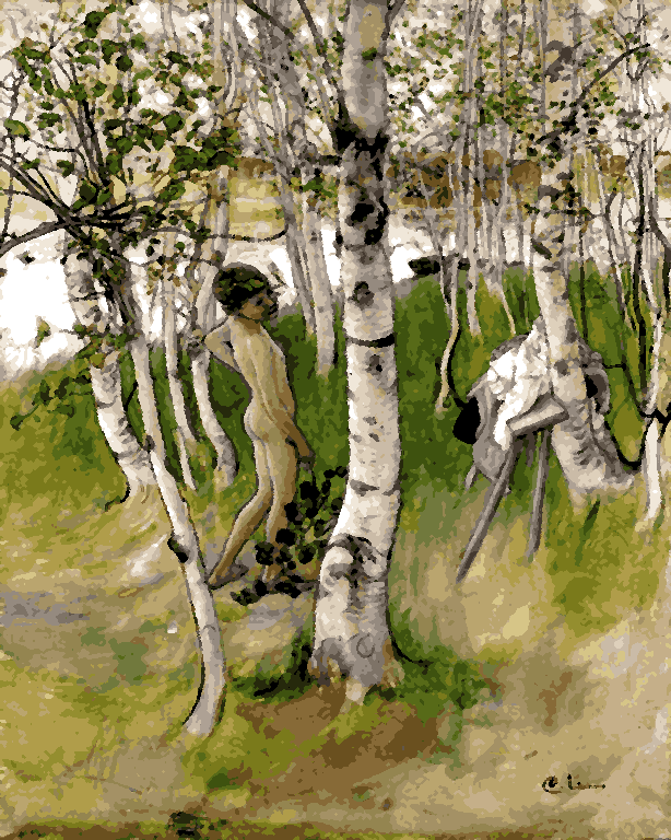 Nude Boy among Birches by Carl Larsson (70) - Van-Go Paint-By-Number Kit