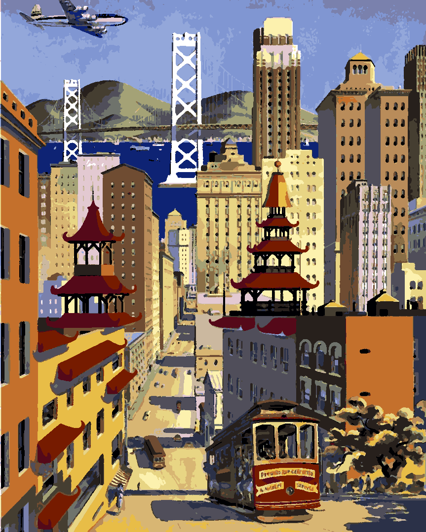 Vintage Travel Poster Collection PD (73) - San Francisco - Van-Go Paint-By-Number Kit