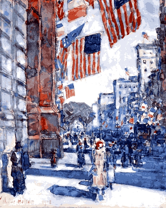 Childe Hassam Collection PD (7) - Flags, fifth avenue - Van-Go Paint-By-Number Kit