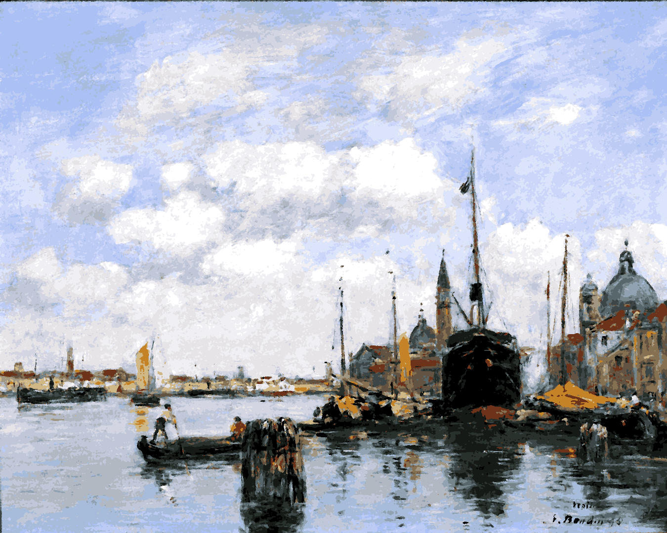 Venice, Italy Collection PD (7) - Seascape at the Giudecca by Eugène Boudin - Van-Go Paint-By-Number Kit