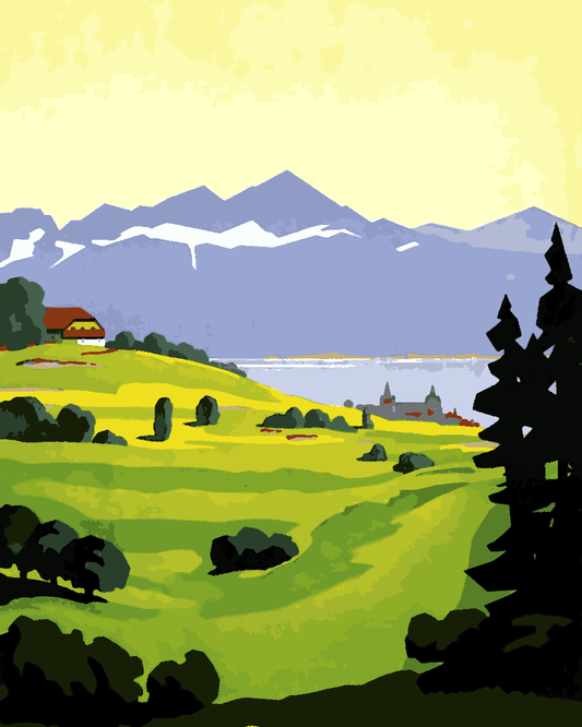 Vintage Travel Poster Collection PD (83) - Lausanne, Switzerland - Van-Go Paint-By-Number Kit