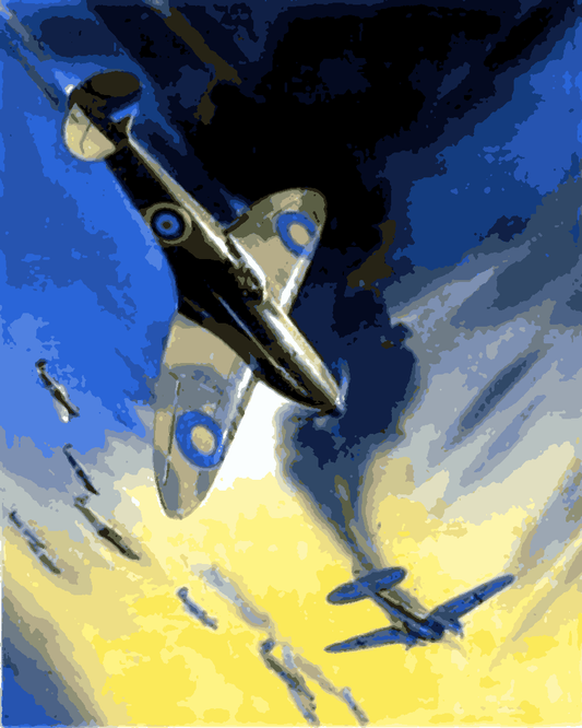 WW2 Collection PD (8) - Airplane fight during Battle of Britain - Van-Go Paint-By-Number Kit
