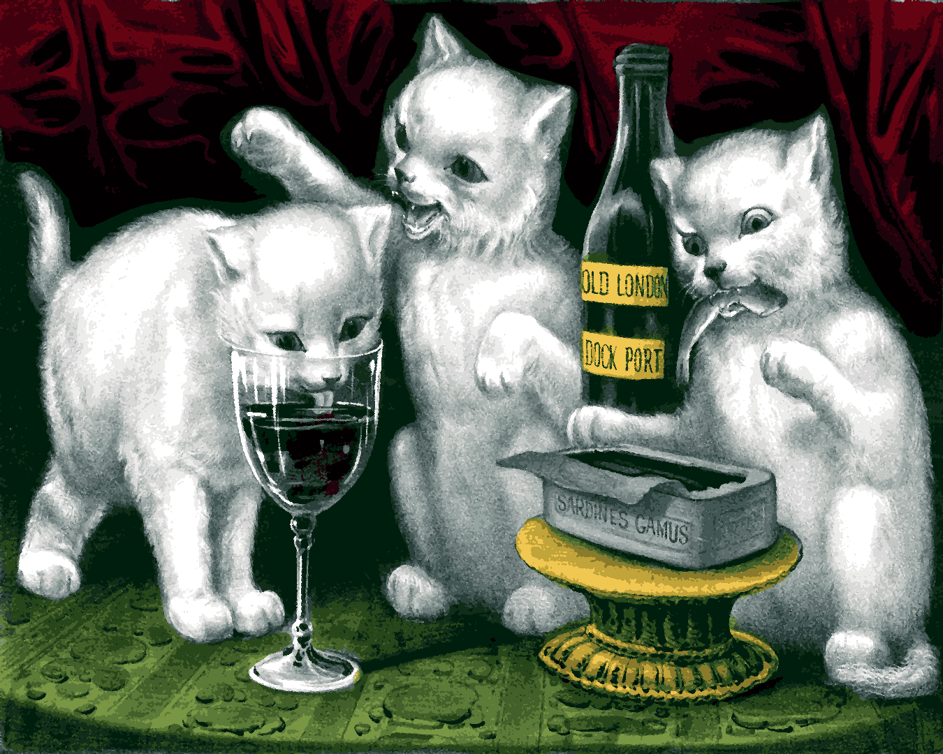 Cats Collection PD (93) - The three jolly kittens at the feast - Van-Go Paint-By-Number Kit