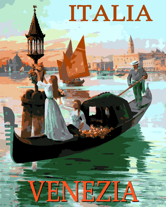 Vintage Travel Poster Collection PD (97) - Venice, Italy - Van-Go Paint-By-Number Kit