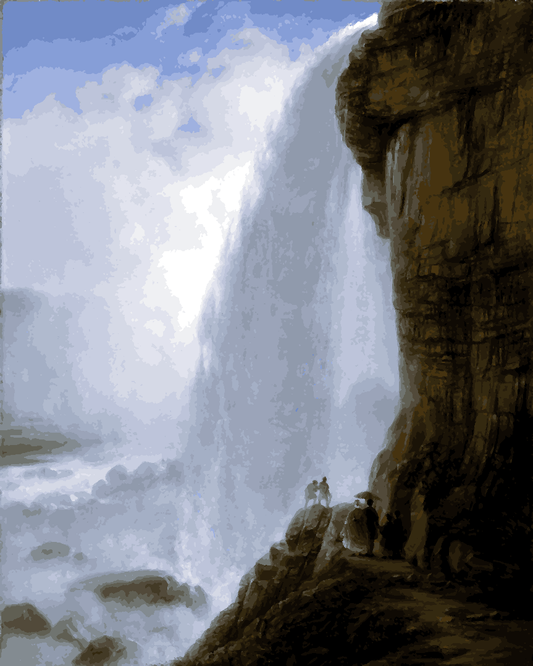 Niagara Falls Collection PD (9) - Under Niagara Falls by Ferdinand Richardt - Van-Go Paint-By-Number Kit