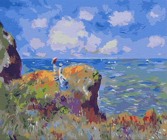 On The Bluff At Pourville by Claude Monet - Van-Go Paint-By-Number Kit