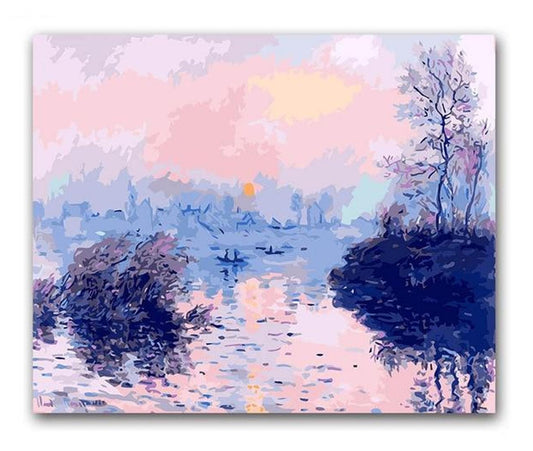 Sunset on The Seine in Winter by Claude Monet - Van-Go Paint-By-Number Kit