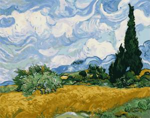 Wheat Field with Cypresses by Vincent van Gogh - Van-Go Paint-By-Number Kit