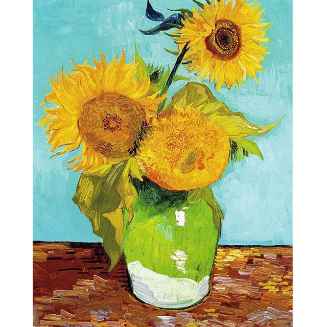 Three Sunflowers in a Vase - Van-Go Paint-By-Number Kit