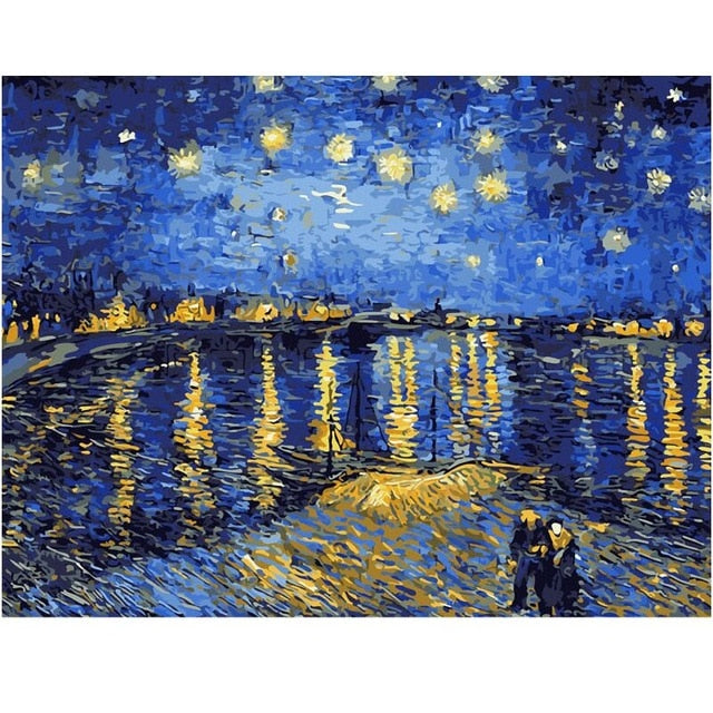 Starry Night Over the Rhône by Vincent van Gogh - Van-Go Paint-by-Number Kit