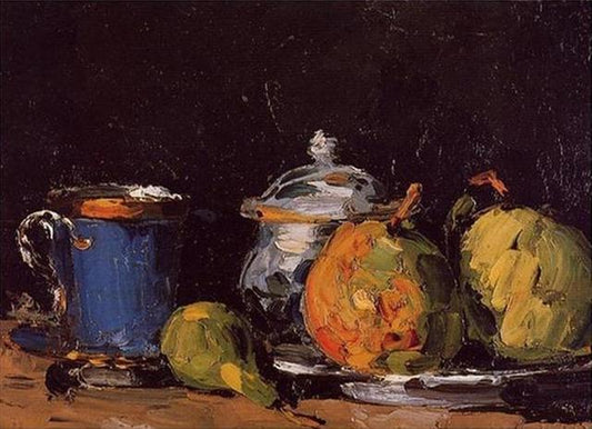 Sugar Bowl, Pears and Blue Cup by Paul Cezanne - Van-Go Paint-By-Number Kit MaxStore4U