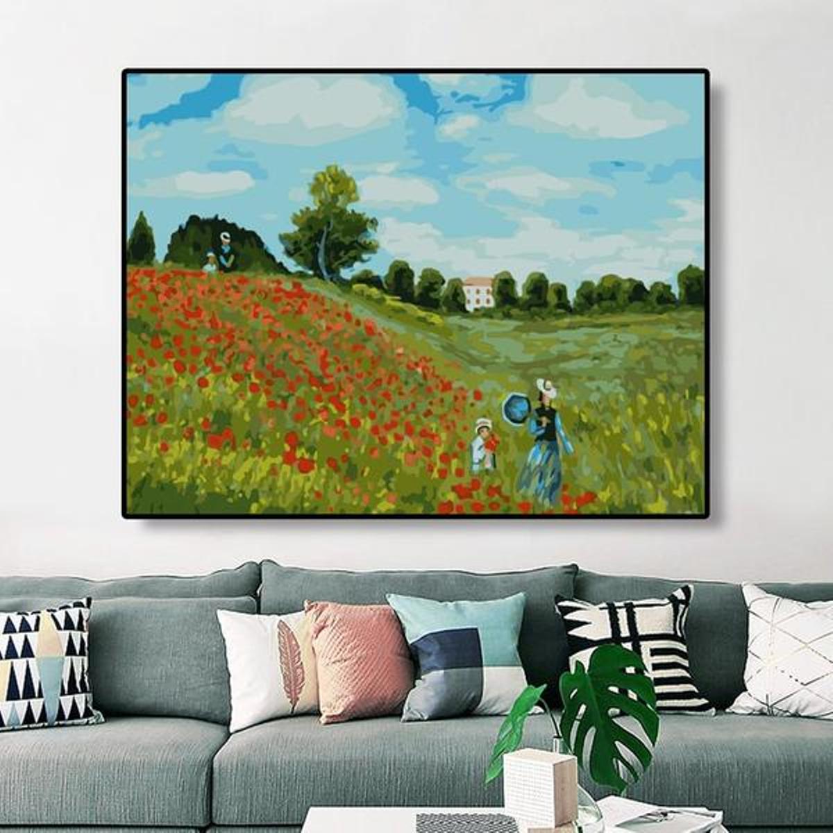 The Poppy Field near Argenteuil, 1873 by Claude Monet - Van-Go Paint-By-Number Kit