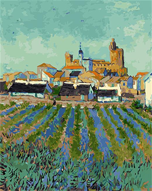 View of Saintes-Maries-de-la-Mer by Vincent Van Gogh - Van-Go Paint-By-Number Kit