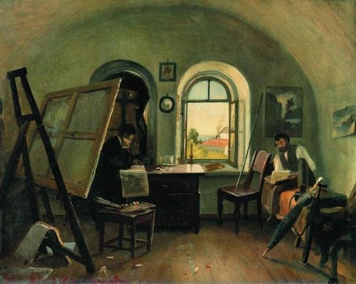 Ivan Shishkin and A. Guinet in the studio on the island of Valaam by Ivan Shishkin - Van-Go Paint-By-Number Kit