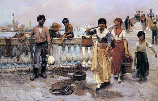 Water Carriers, Venice, 1884 by Frank Duveneck - Van-go Paint-By-Number Kit